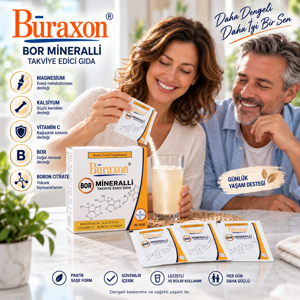 BURAXON bor mineralli takviye edici gıda 30 saşe kutusu