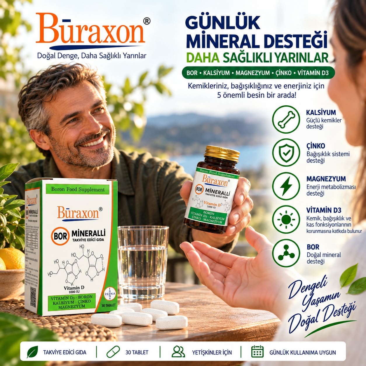 BURAXON bor ve D3 vitamin tablet ürünü